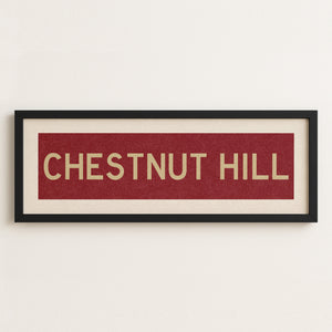 Framed Chestnut Hill Cardinal and Gold Bus Scroll