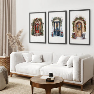 3 Piece Wall Decor Christmas Door Large Print