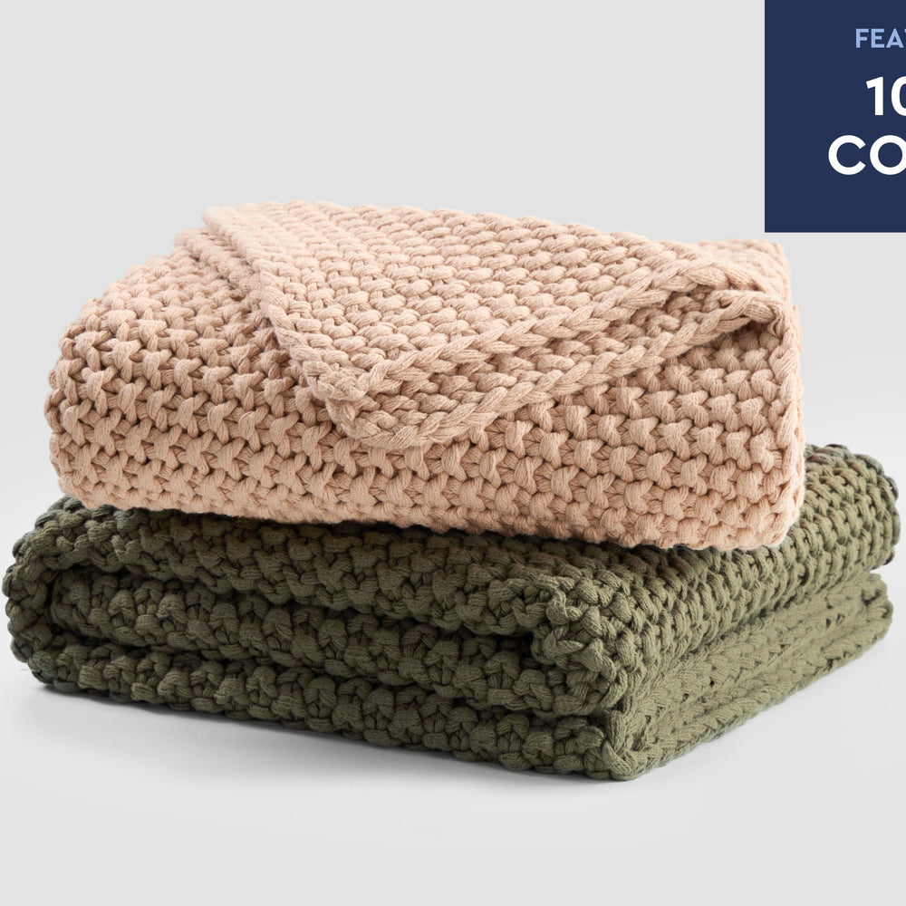 Cozy Knit Cotton Throw Blanket