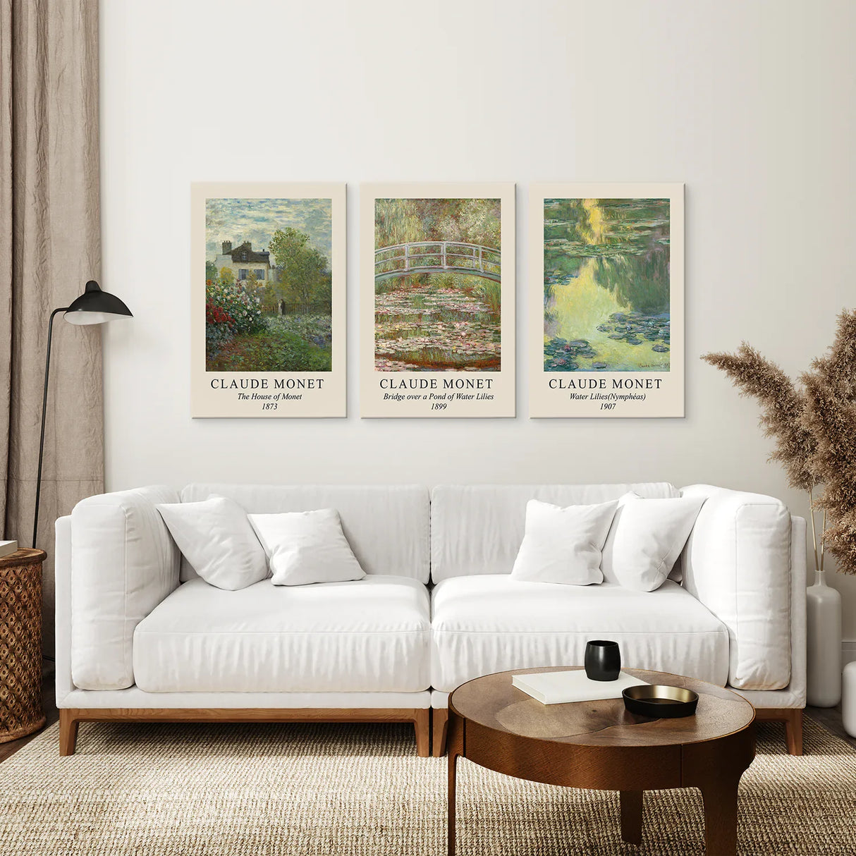 Vintage Farmhouse Decor Set of 3 Prints. Claude Monet