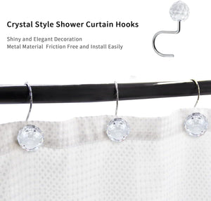 Set of 12 Rust Resistant Shower Curtain Hooks - 6 Designs
