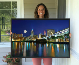 Cleveland City Lights Night Skyline Wall Art Cityscape