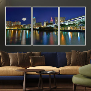 Cleveland City Lights Night Skyline Wall Art Cityscape
