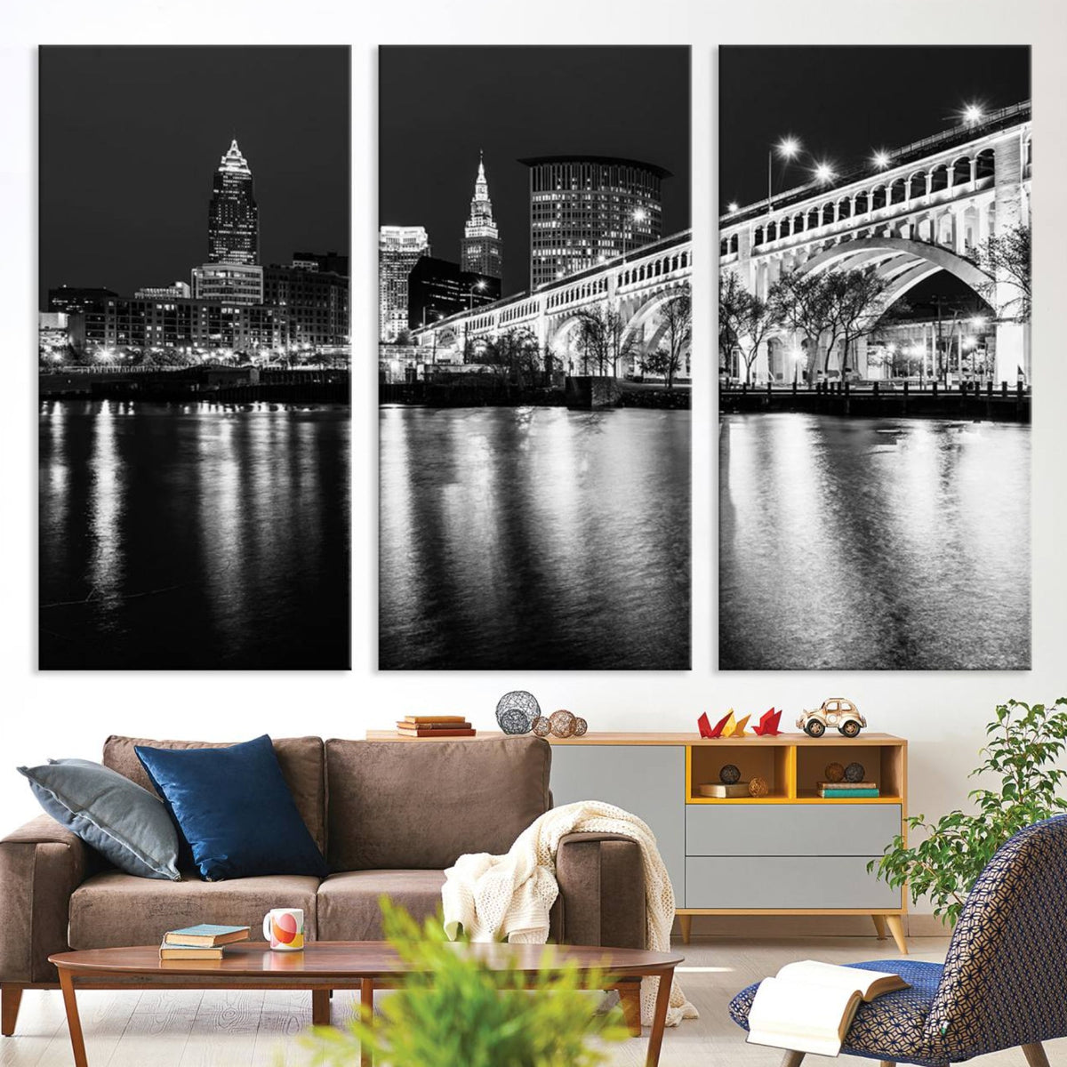 Cleveland Night Skyline Wall Art City Cityscape Canvas Print