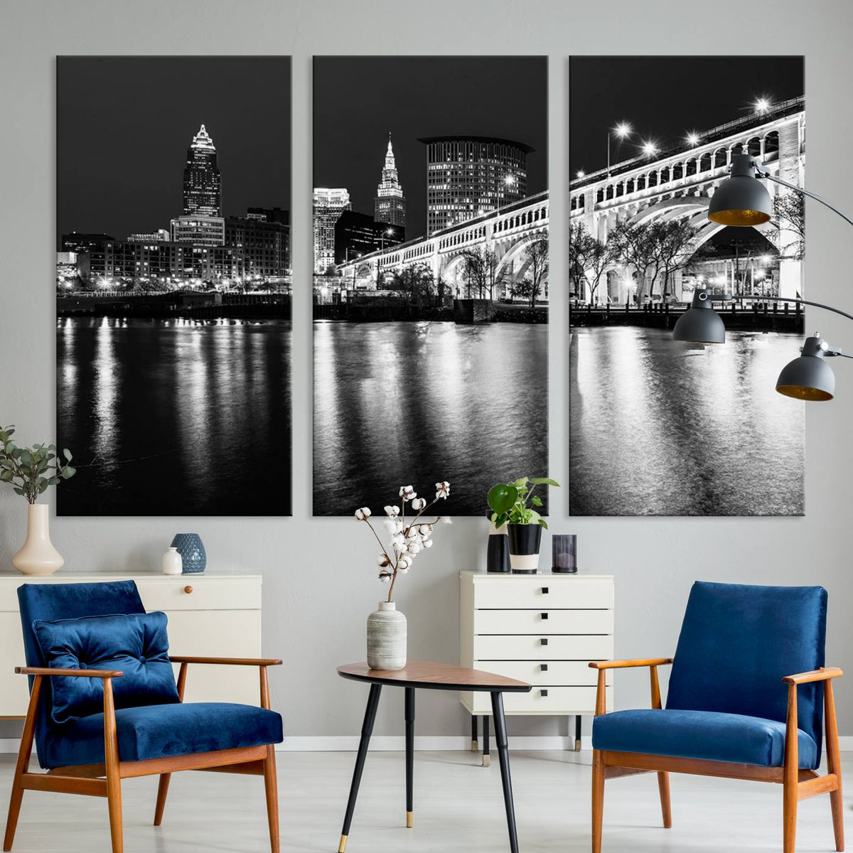 Cleveland Night Skyline Wall Art City Cityscape Canvas Print