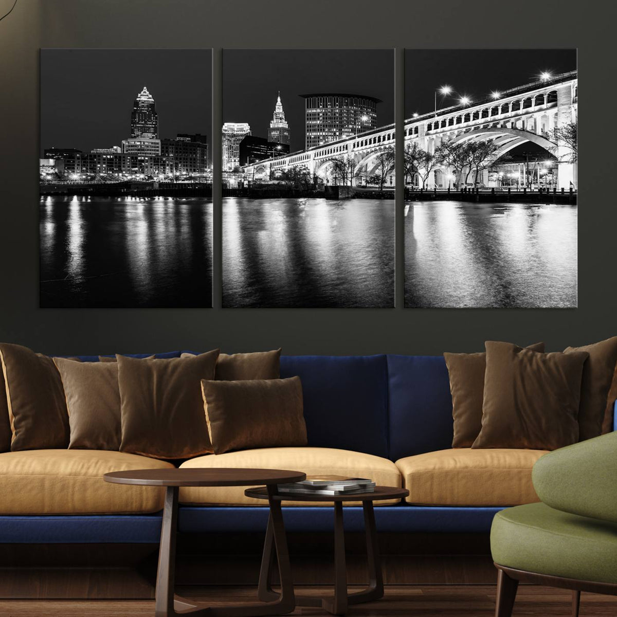 Cleveland Night Skyline Wall Art City Cityscape Canvas Print
