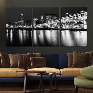 Cleveland Night Skyline Wall Art City Cityscape Canvas Print