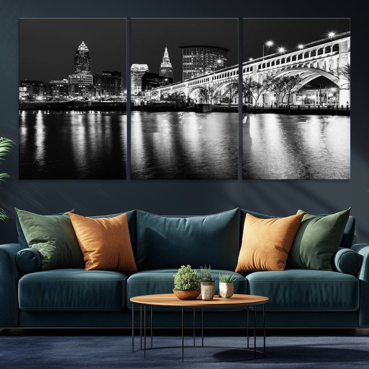 Cleveland Night Skyline Wall Art City Cityscape Canvas Print