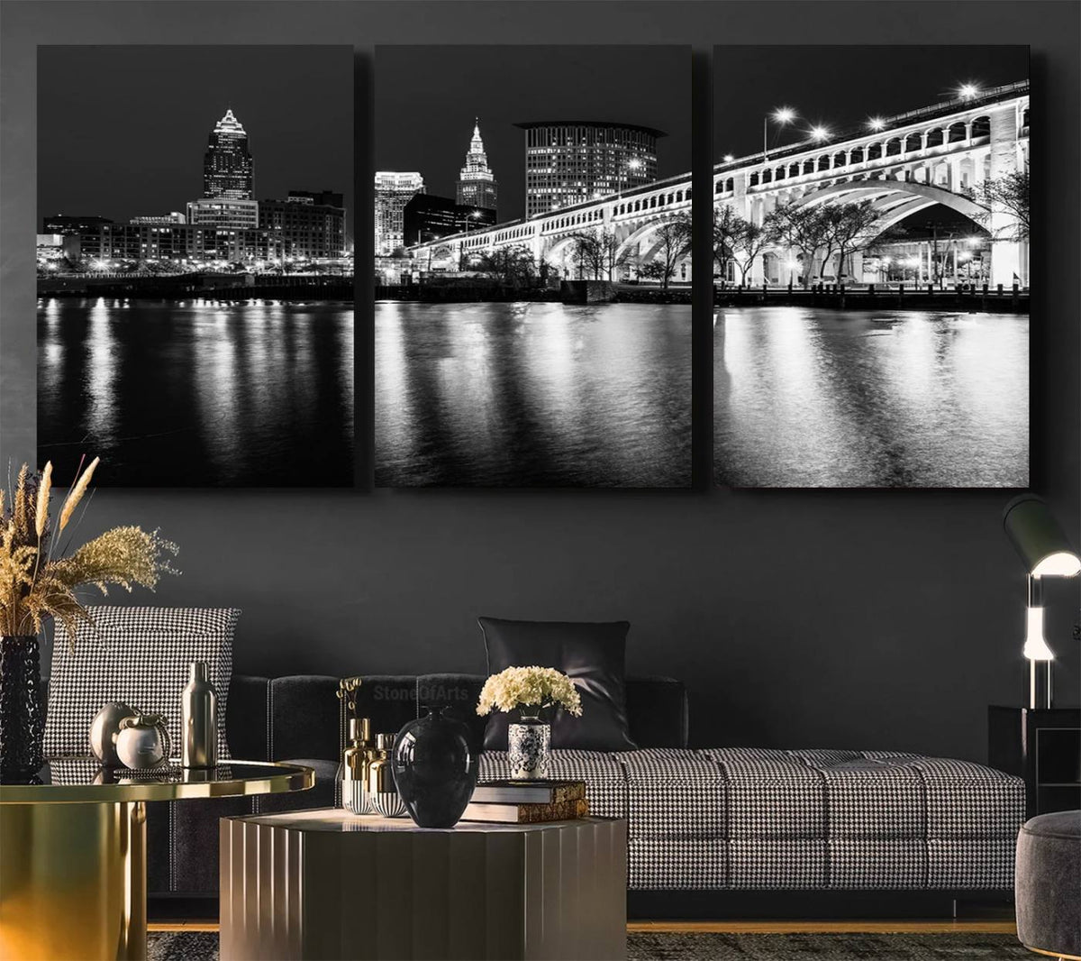 Cleveland Night Skyline Wall Art City Cityscape Canvas Print