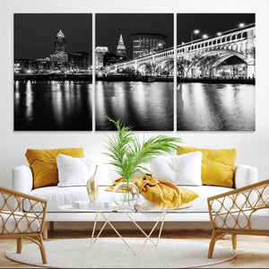 Cleveland Night Skyline Wall Art City Cityscape Canvas Print