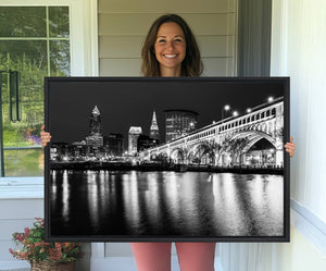 Cleveland Night Skyline Wall Art City Cityscape Canvas Print