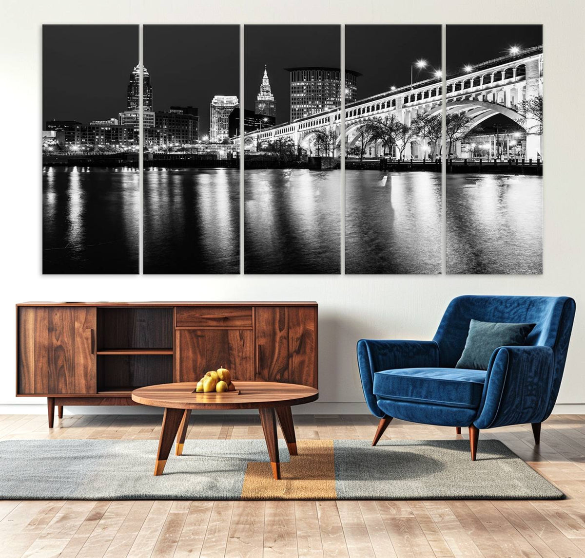 Cleveland Night Skyline Wall Art City Cityscape Canvas Print