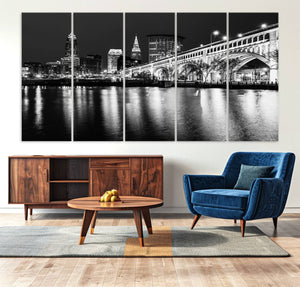 Cleveland Night Skyline Wall Art City Cityscape Canvas Print