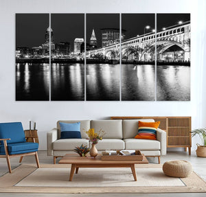 Cleveland Night Skyline Wall Art City Cityscape Canvas Print