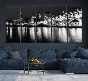 Cleveland Night Skyline Wall Art City Cityscape Canvas Print