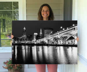 Cleveland Night Skyline Wall Art City Cityscape Canvas Print