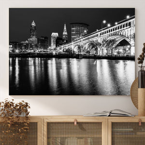 Cleveland Night Skyline Wall Art City Cityscape Canvas Print
