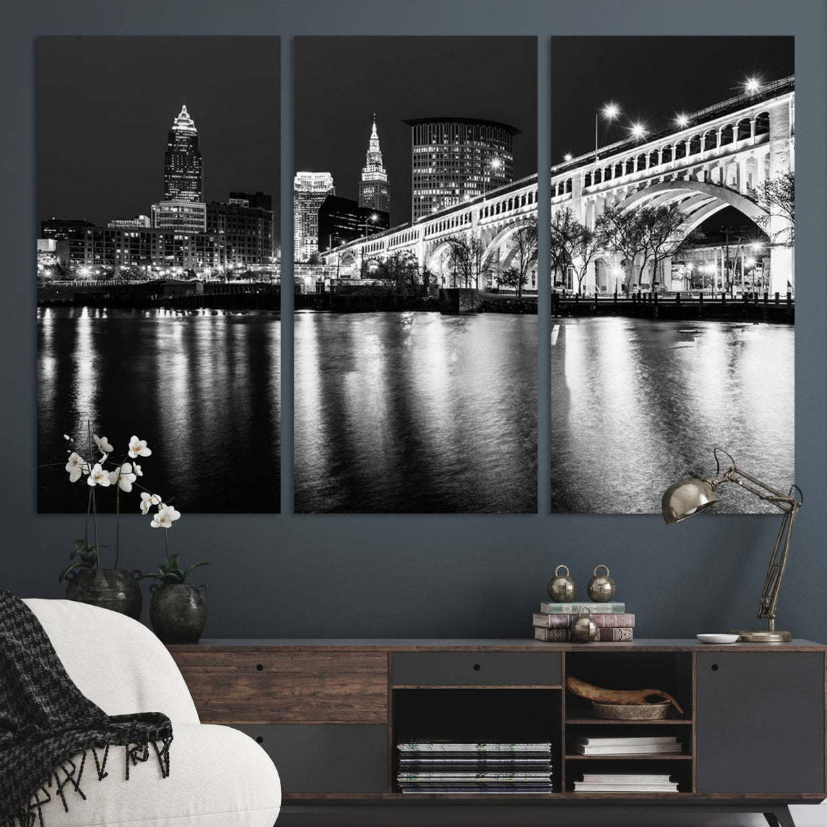 Cleveland Night Skyline Wall Art City Cityscape Canvas Print