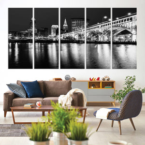 Cleveland Night Skyline Wall Art City Cityscape Canvas Print
