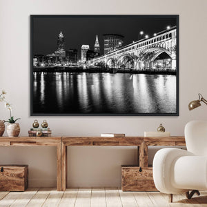 Cleveland Night Skyline Wall Art City Cityscape Canvas Print