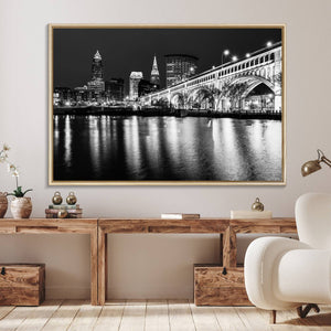 Cleveland Night Skyline Wall Art City Cityscape Canvas Print