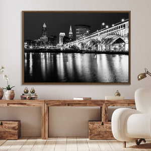 Cleveland Night Skyline Wall Art City Cityscape Canvas Print