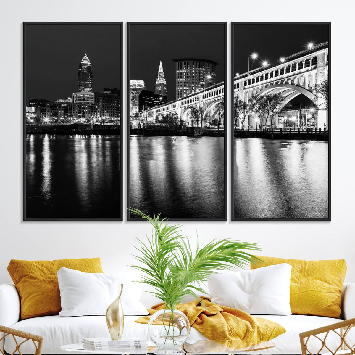 Cleveland Night Skyline Wall Art City Cityscape Canvas Print