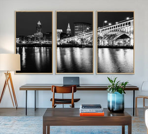 Cleveland Night Skyline Wall Art City Cityscape Canvas Print