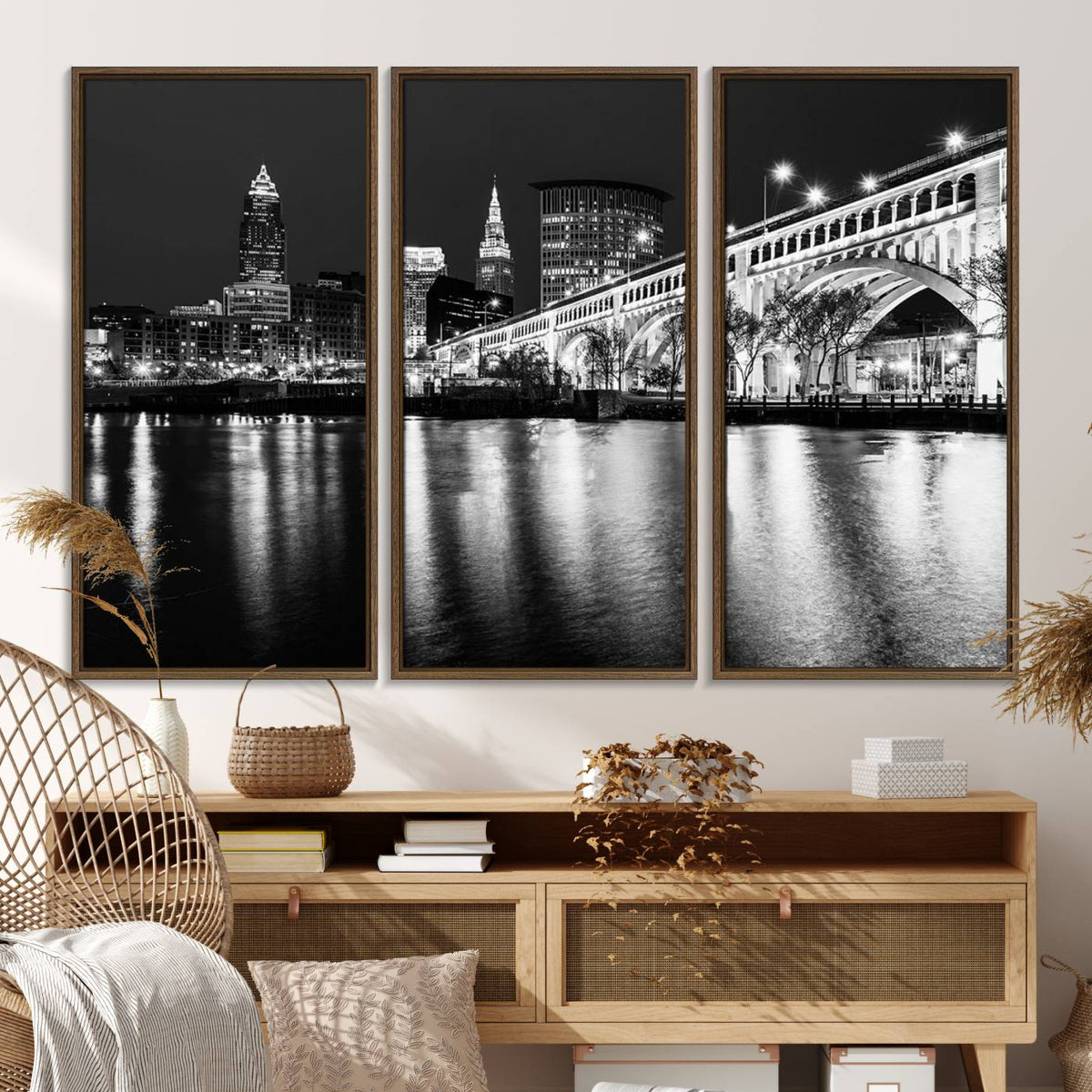 Cleveland Night Skyline Wall Art City Cityscape Canvas Print