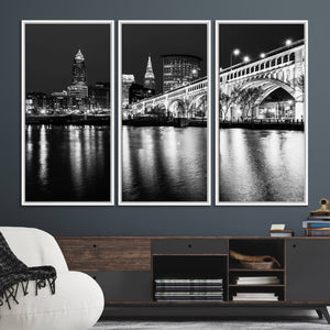 Cleveland Night Skyline Wall Art City Cityscape Canvas Print