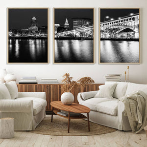 Cleveland Night Skyline Wall Art City Cityscape Canvas Print