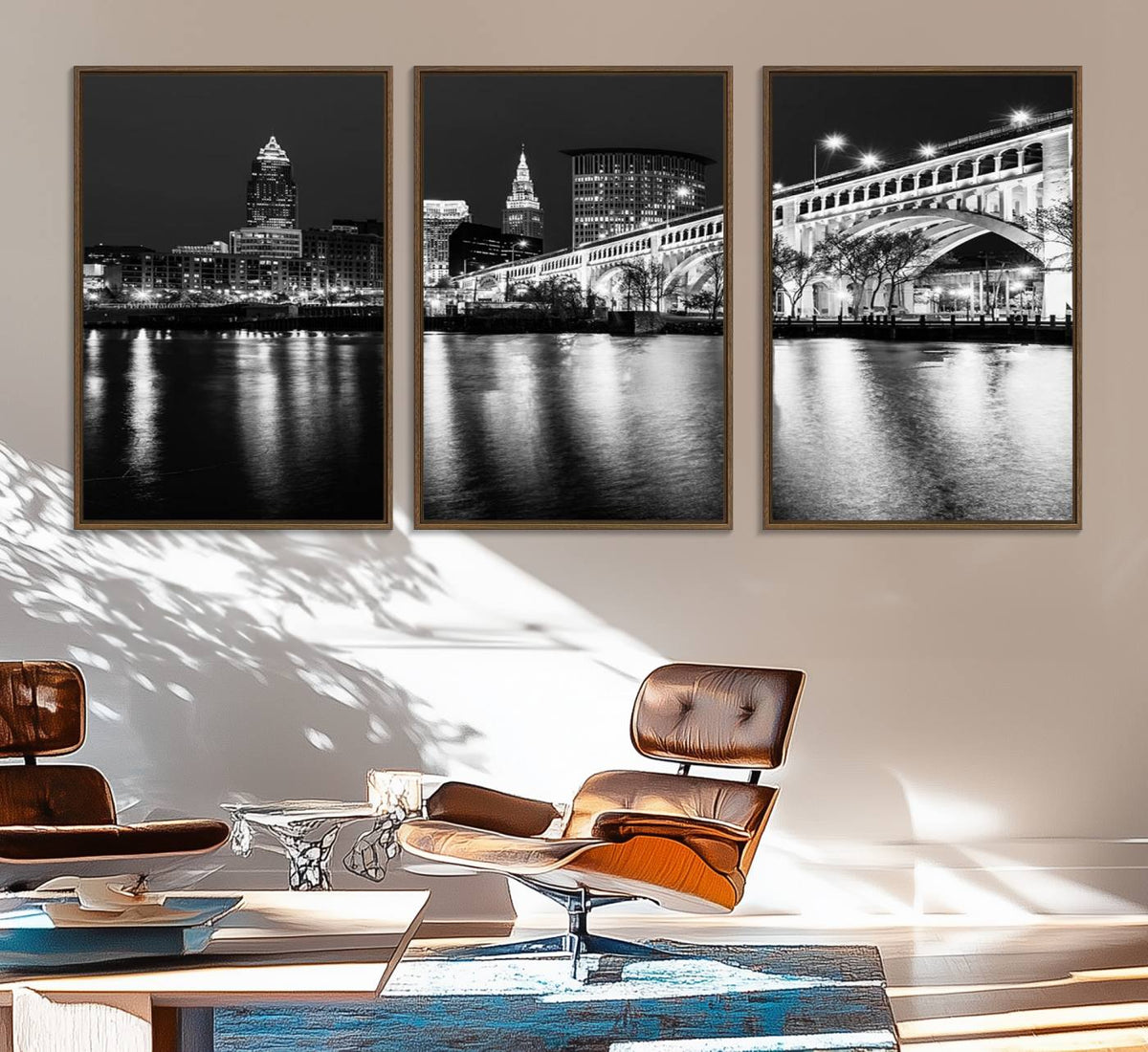 Cleveland Night Skyline Wall Art City Cityscape Canvas Print