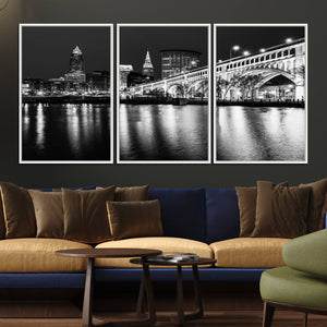Cleveland Night Skyline Wall Art City Cityscape Canvas Print
