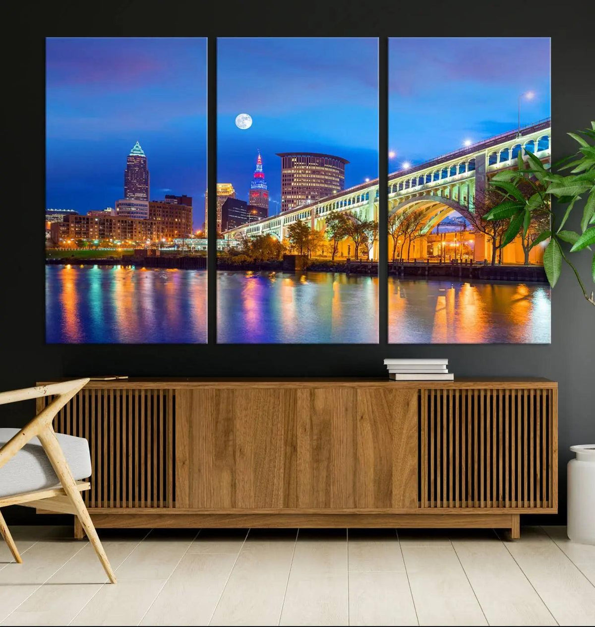 Cleveland Night Skyline Wall Art City Cityscape Canvas Print