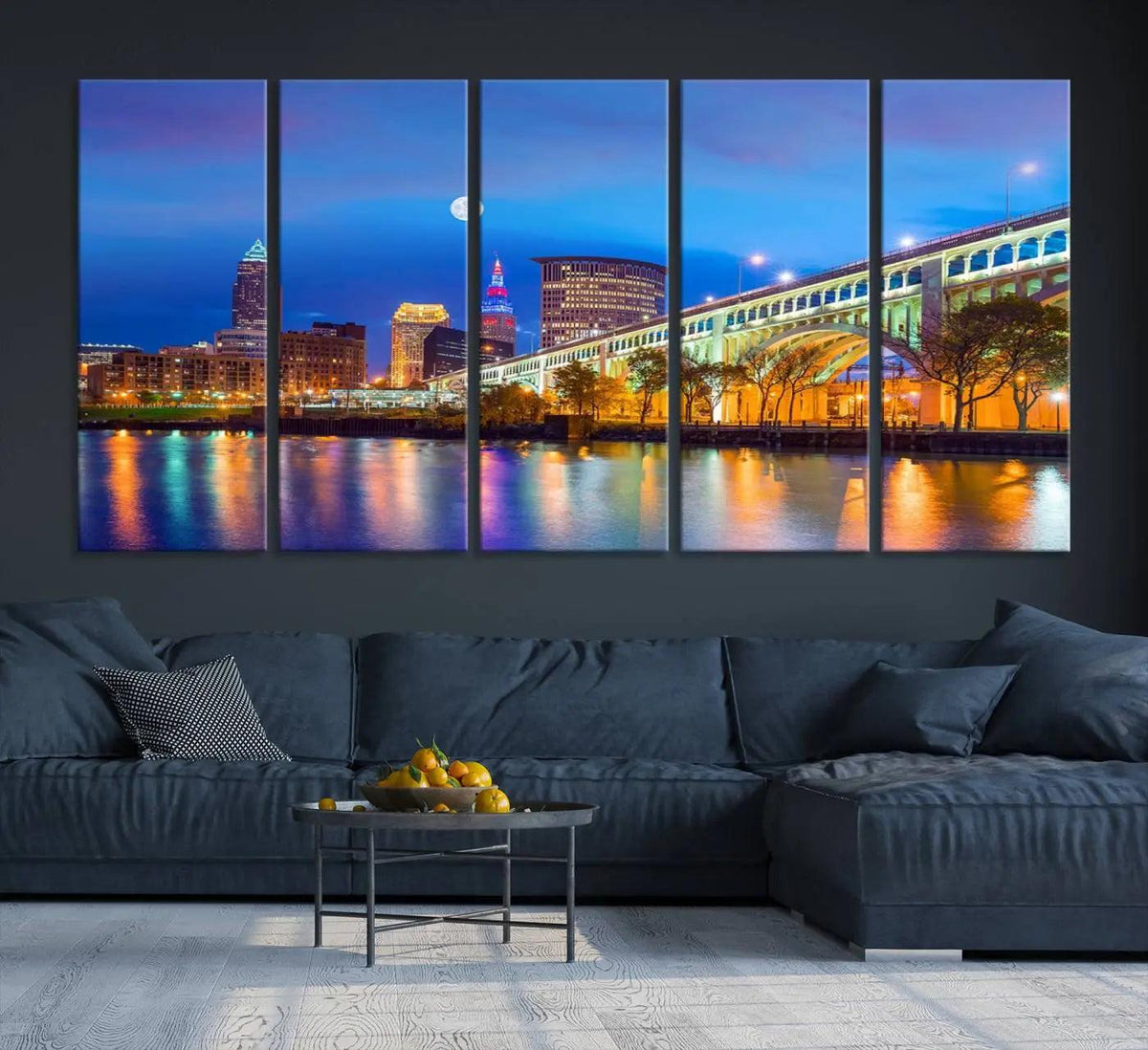 Cleveland Night Skyline Wall Art City Cityscape Canvas Print
