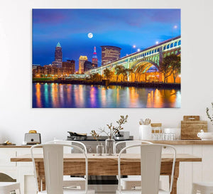 Cleveland Night Skyline Wall Art City Cityscape Canvas Print