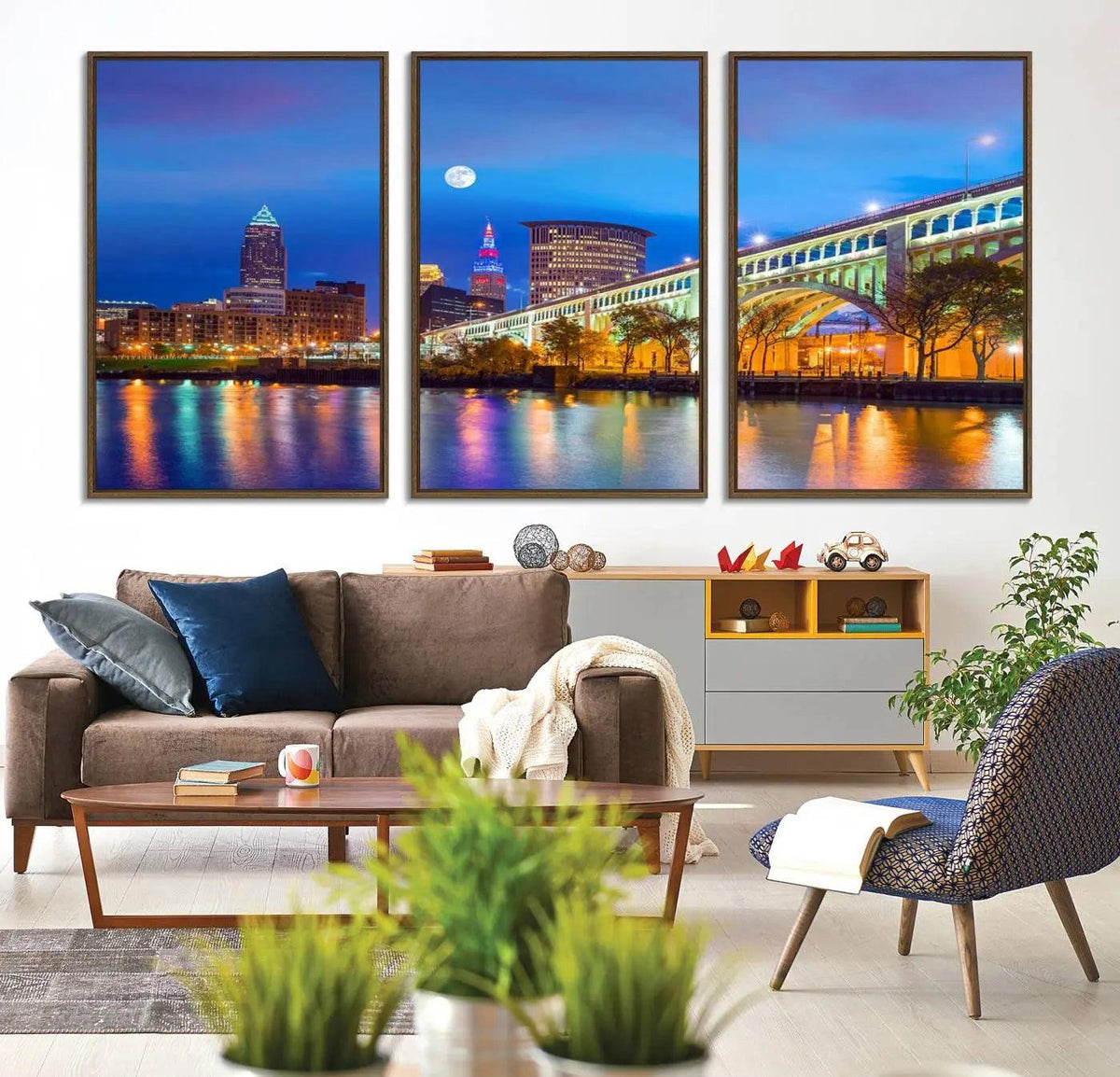 Cleveland Night Skyline Wall Art City Cityscape Canvas Print