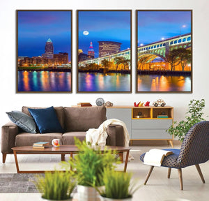 Cleveland Night Skyline Wall Art City Cityscape Canvas Print