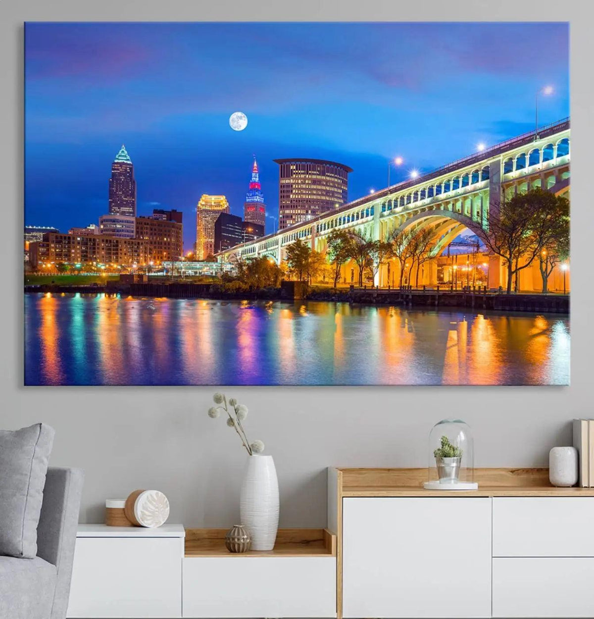 Cleveland Night Skyline Wall Art City Cityscape Canvas Print