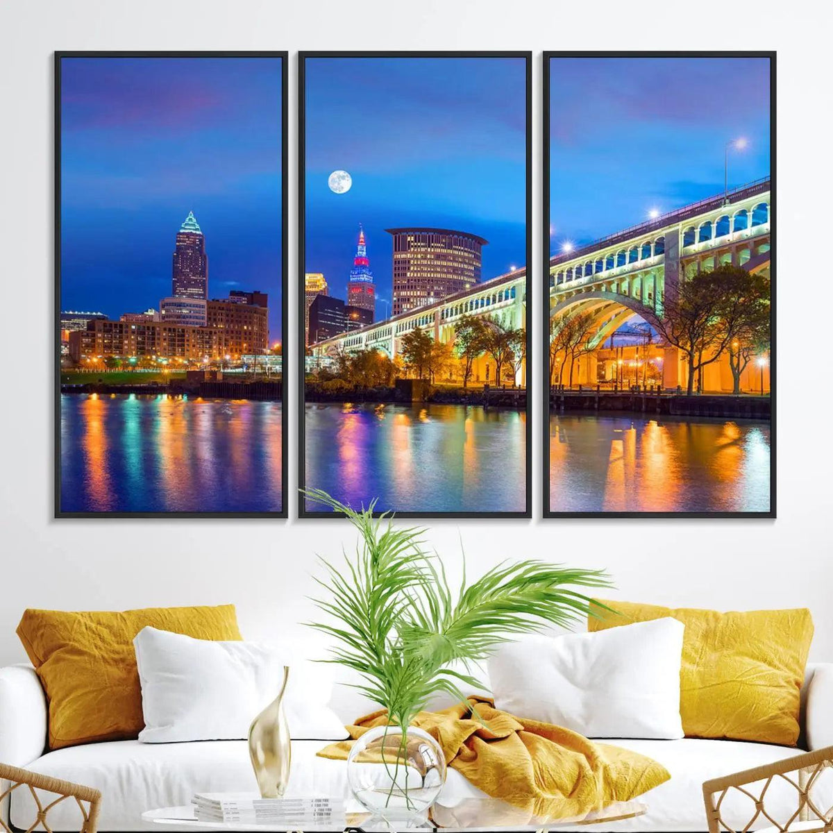 Cleveland Night Skyline Wall Art City Cityscape Canvas Print