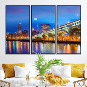 Cleveland Night Skyline Wall Art City Cityscape Canvas Print