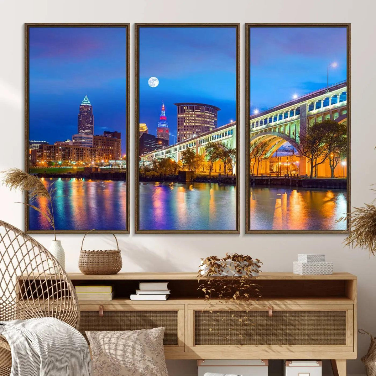 Cleveland Night Skyline Wall Art City Cityscape Canvas Print