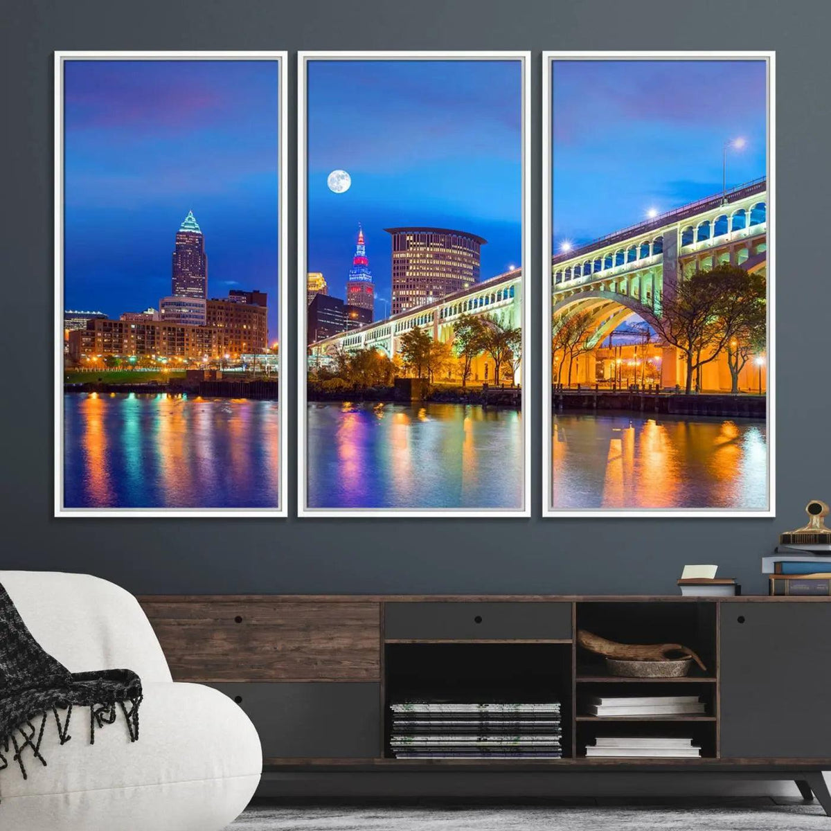 Cleveland Night Skyline Wall Art City Cityscape Canvas Print