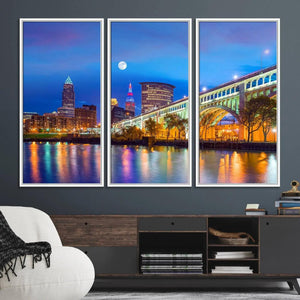 Cleveland Night Skyline Wall Art City Cityscape Canvas Print