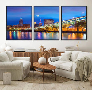 Cleveland Night Skyline Wall Art City Cityscape Canvas Print