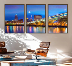 Cleveland Night Skyline Wall Art City Cityscape Canvas Print