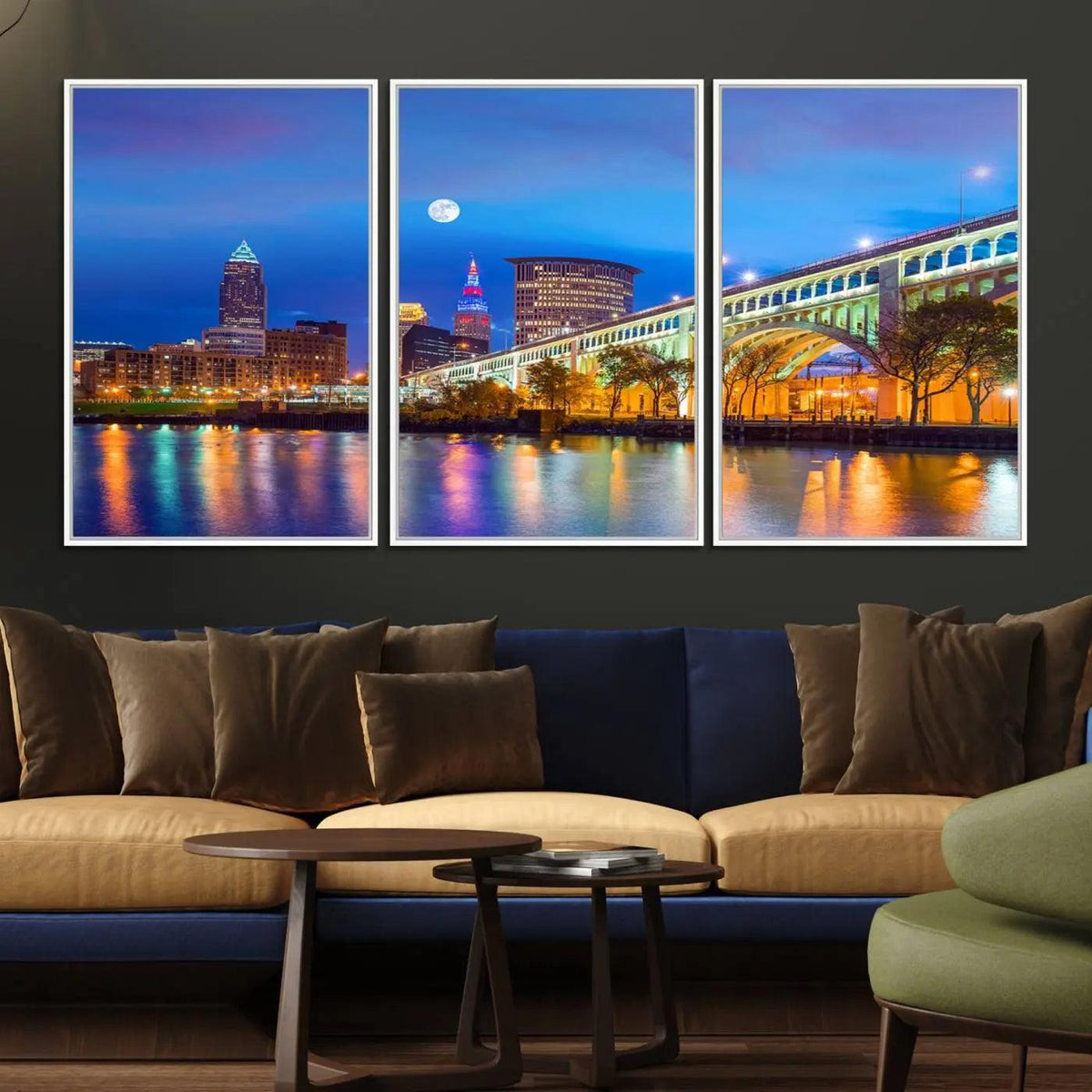 Cleveland Night Skyline Wall Art City Cityscape Canvas Print