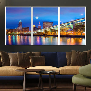 Cleveland Night Skyline Wall Art City Cityscape Canvas Print