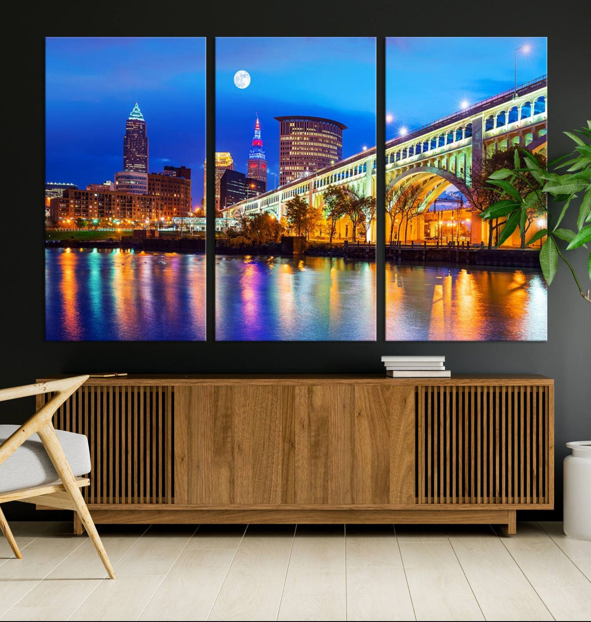 Cleveland Night Skyline Wall Art City Cityscape Canvas Print