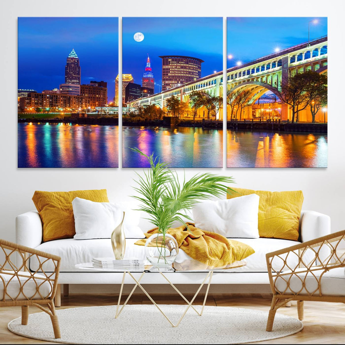 Cleveland Night Skyline Wall Art City Cityscape Canvas Print